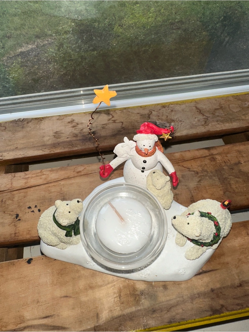 Department 56 Snowman & Polar Bears Votive Candle Holder - EUC - Like New - Picture 2 of 6
